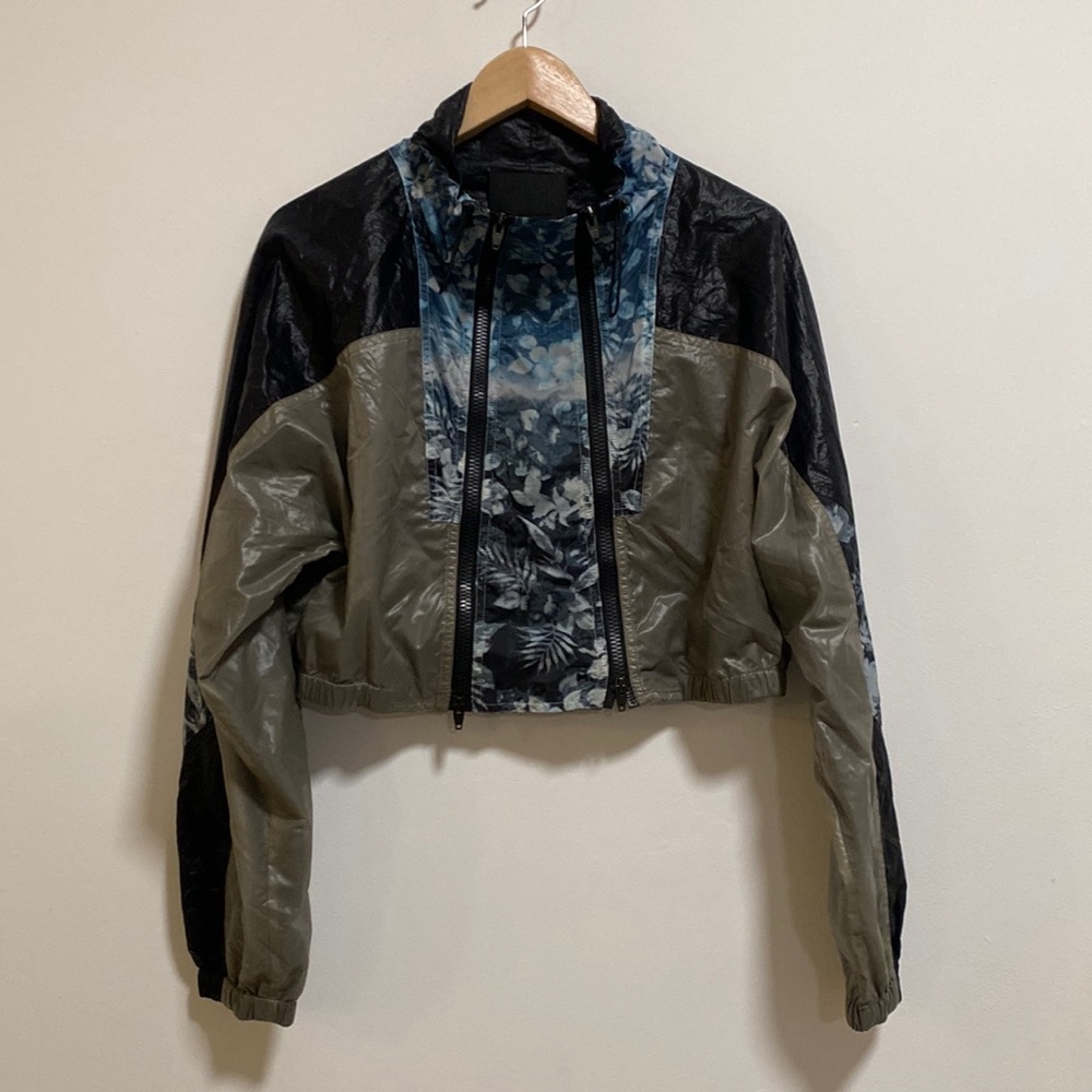 Alexander Wang XS Floral Colorblock Crop Windbreaker